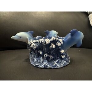 Dolphin Candle Holder Blue White